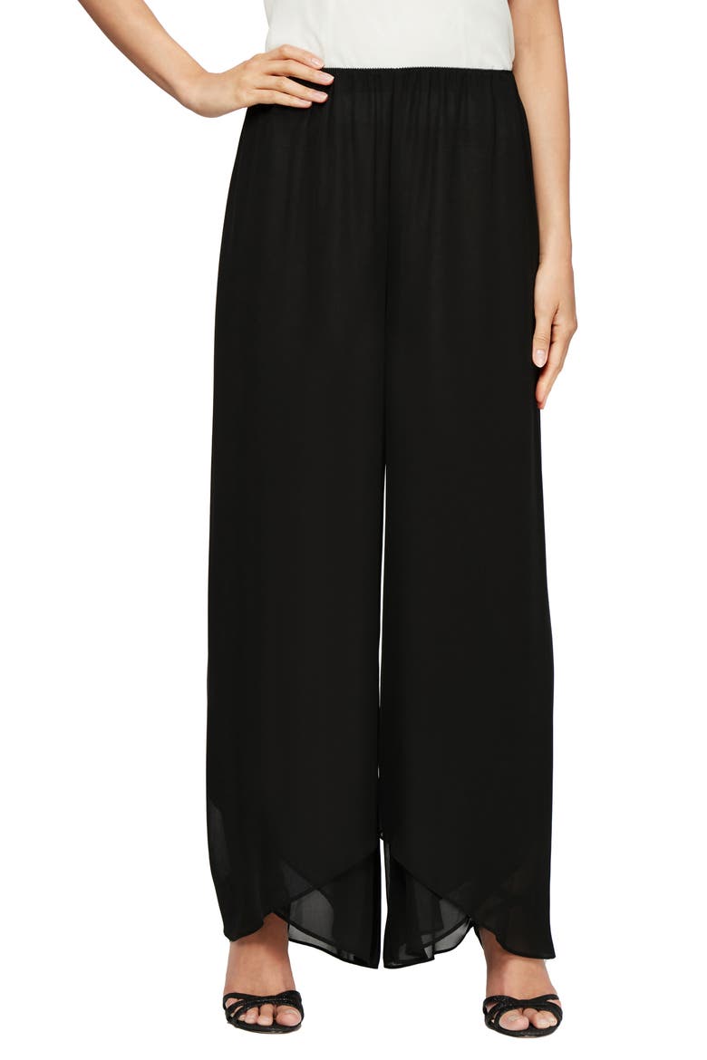 Wide Leg Chiffon Pants, Main, color, BLACK