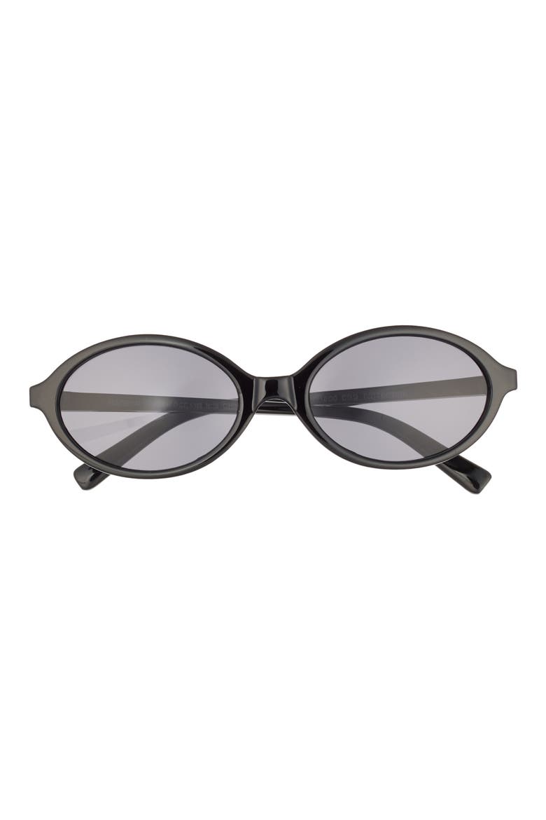 Retro Oval Sunglasses, Main, color, BLACK