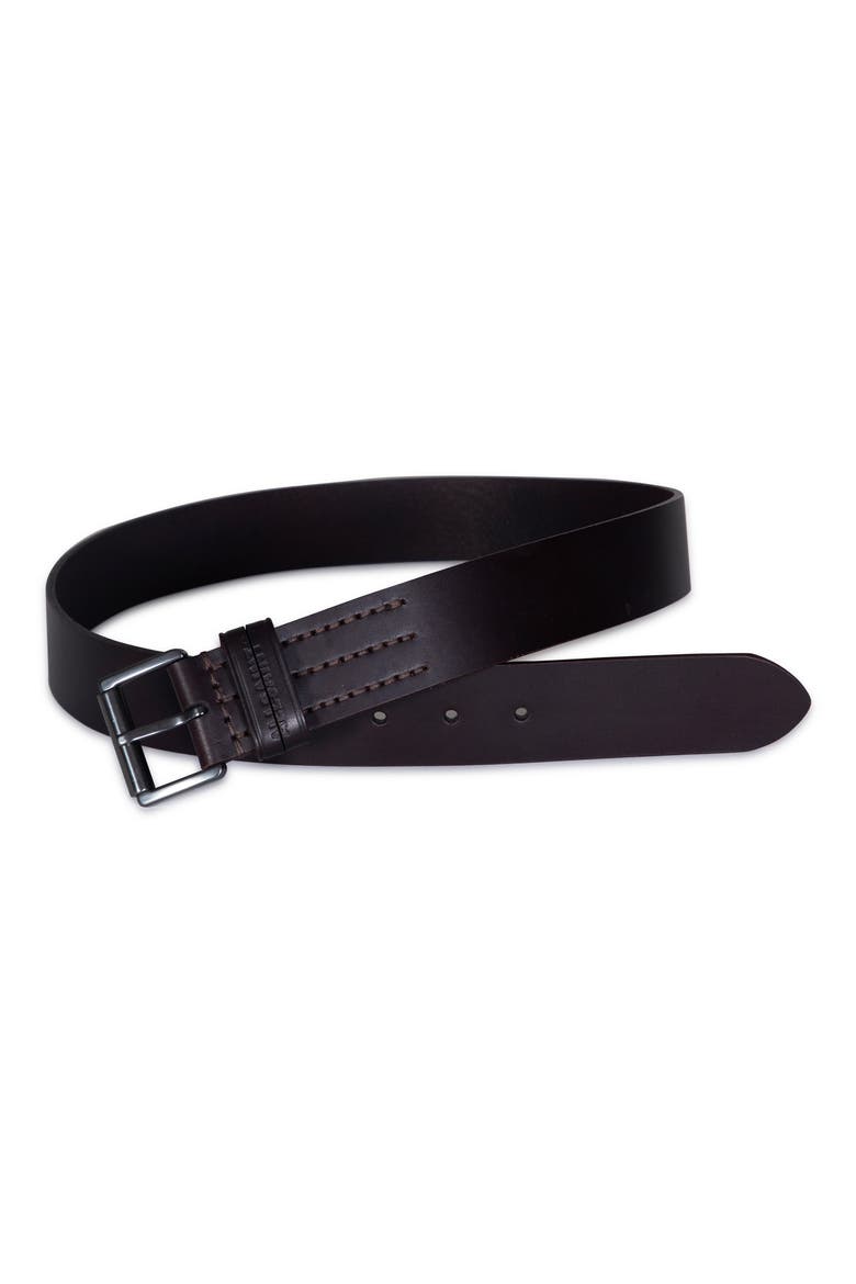 Split Loop Leather Belt, Main, color, BITTER BROWN