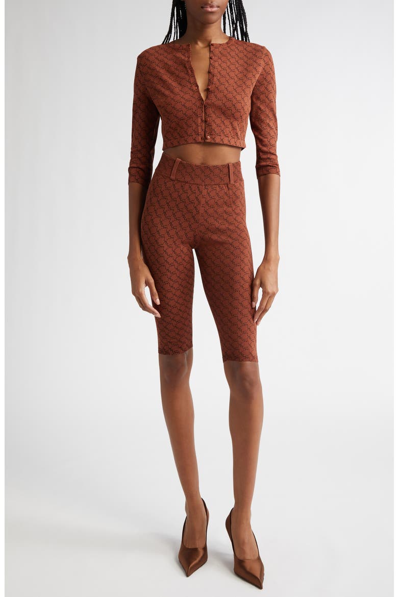 Frida Monogram Jacquard Crop Cardigan, Alternate, color, BROWN MONOGRAM
