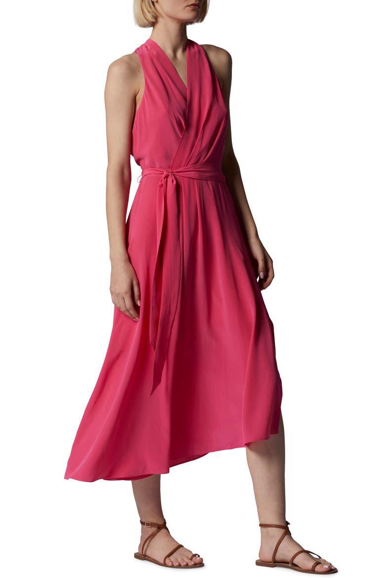 Alejandra Halter Silk Maxi Dress, Alternate, color, RASPBERRY SORBET