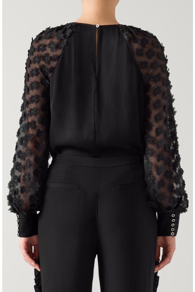 Gisella 3D Flower Chiffon Shirt, Alternate, color, BLACK