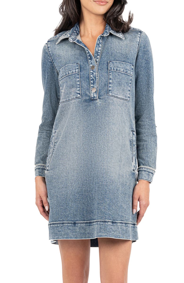 KUT from the Kloth Anika Long Sleeve Denim Dress, Main, color, 