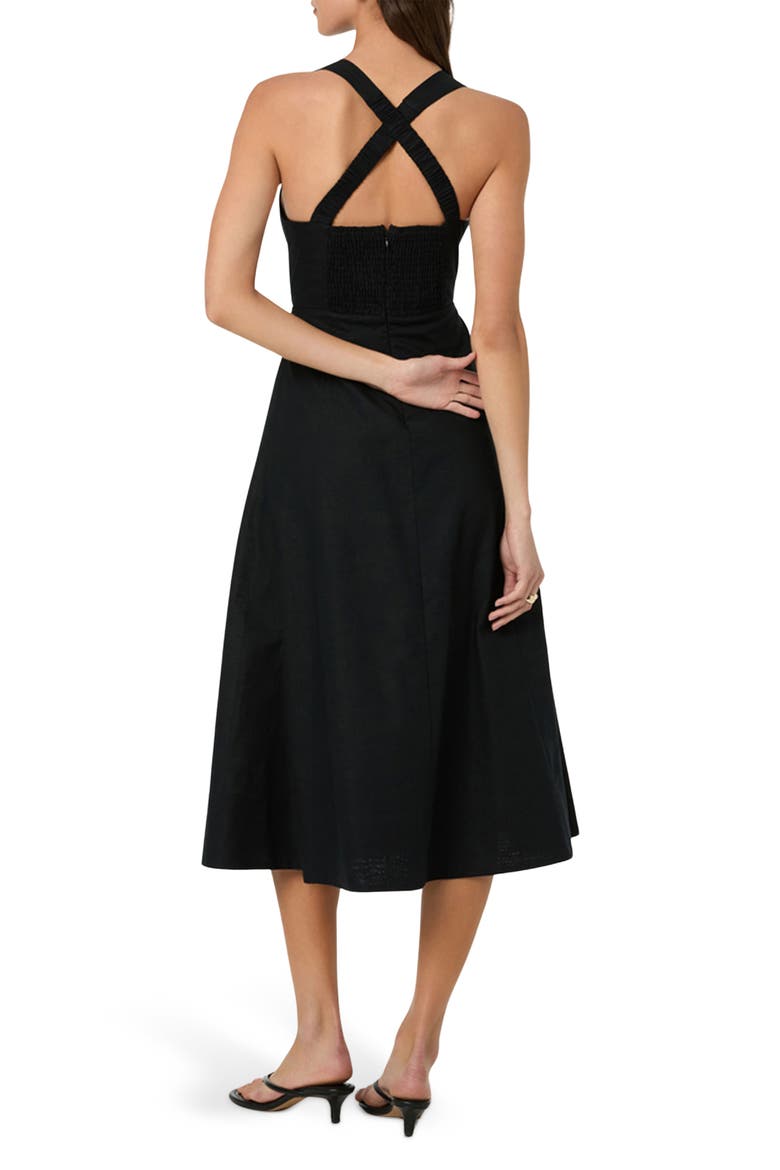 Cross Back Sleeveless Midi Dress, Alternate, color, BLACK