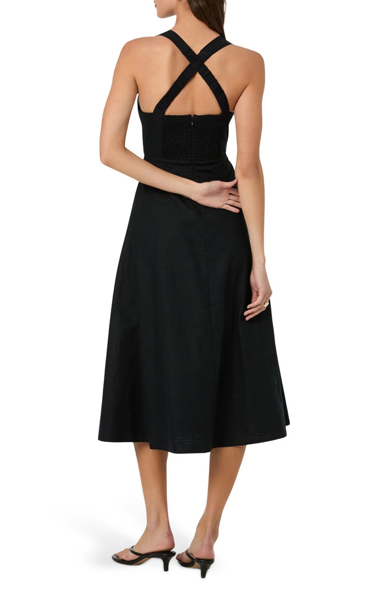 ASTR the Label Cross Back Sleeveless Midi Dress, Alternate, color, Black