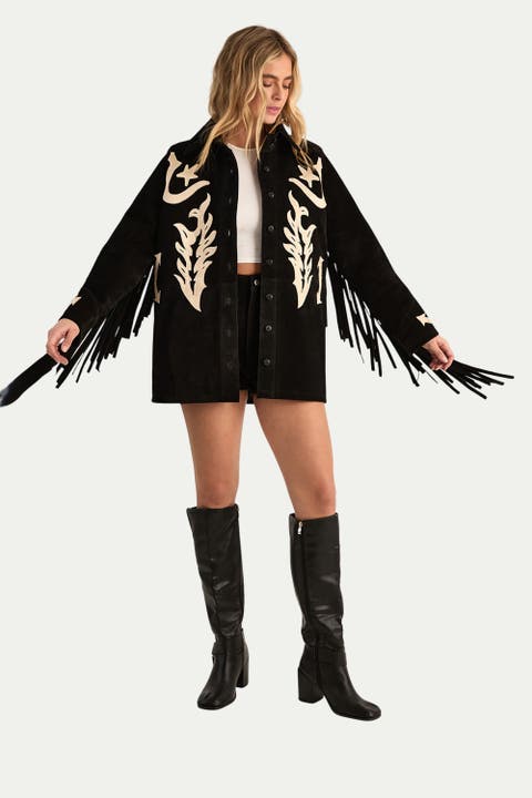 Real Suede Embroidered Western Shirt