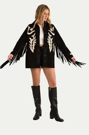 NASTY GAL Real Suede Embroidered Western Shirt