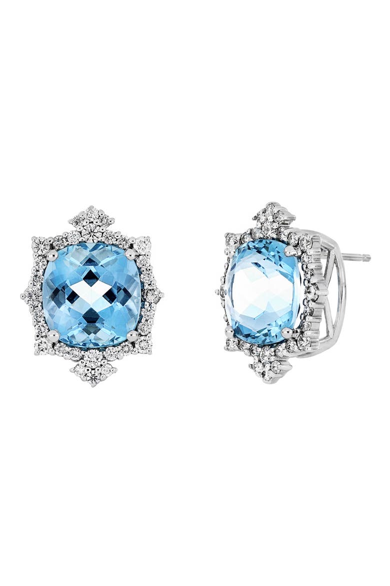 Aquamarine Stud Earrings (Nordstrom Exclusive), Main, color, 18K WHITE GOLD