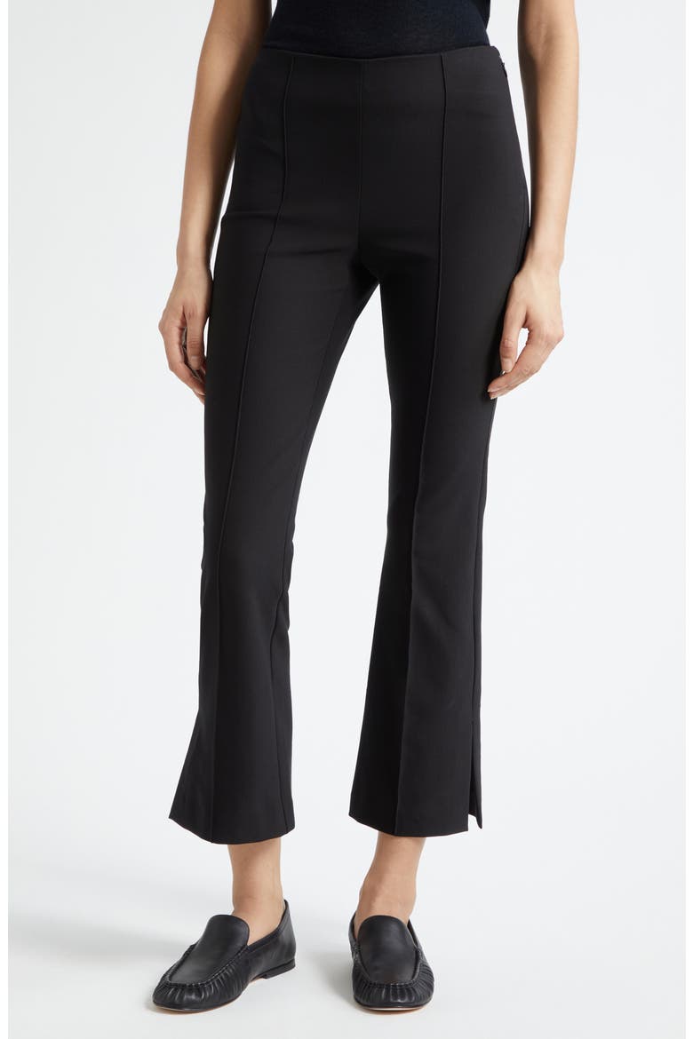 Mid Rise Crop Flare Pants with Side Split Hem, Main, color, BLACK