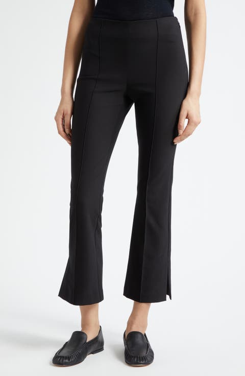 Mid Rise Crop Flare Pants with Side Split Hem