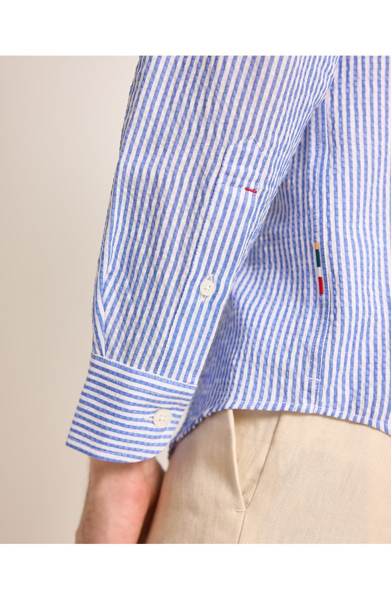 Orlebar Brown Giles Tailored Fit Linen Shirt, Alternate, color, Bergamo Blue Stripe