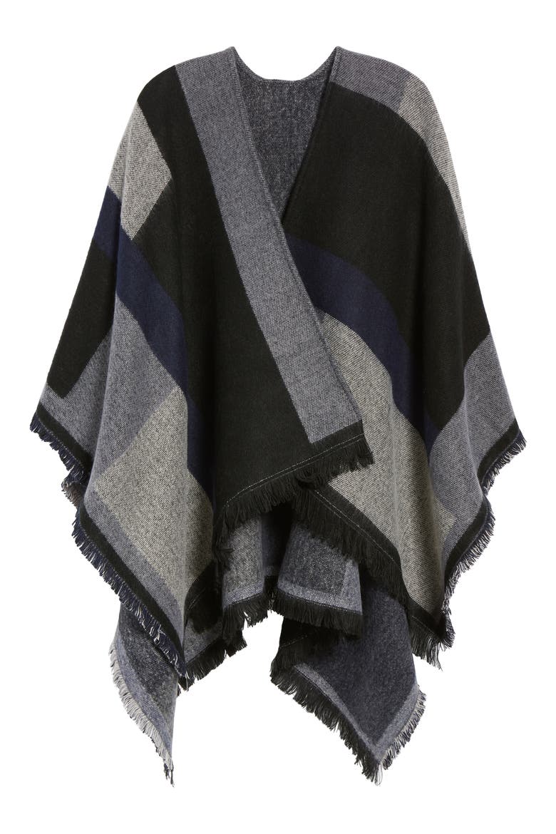 Colorblock Ruana, Alternate, color, ECHO BLACK