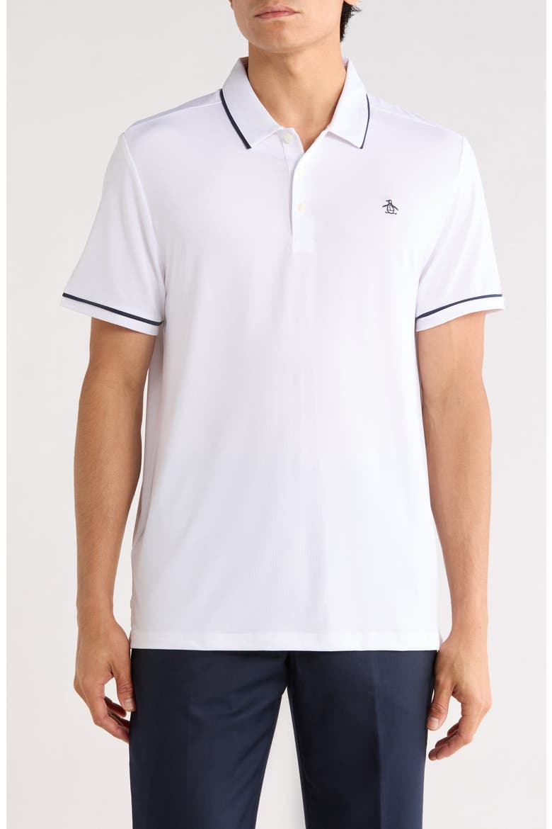 Tipped Knit Polo, Main, color, BRIGHT WHITE