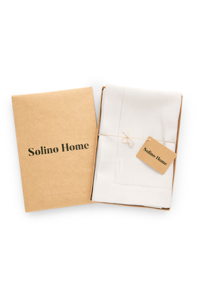 Linen Dinner Napkins Set of 6, 20 x 20" - Sonoma Hemstitch, Alternate, color, White