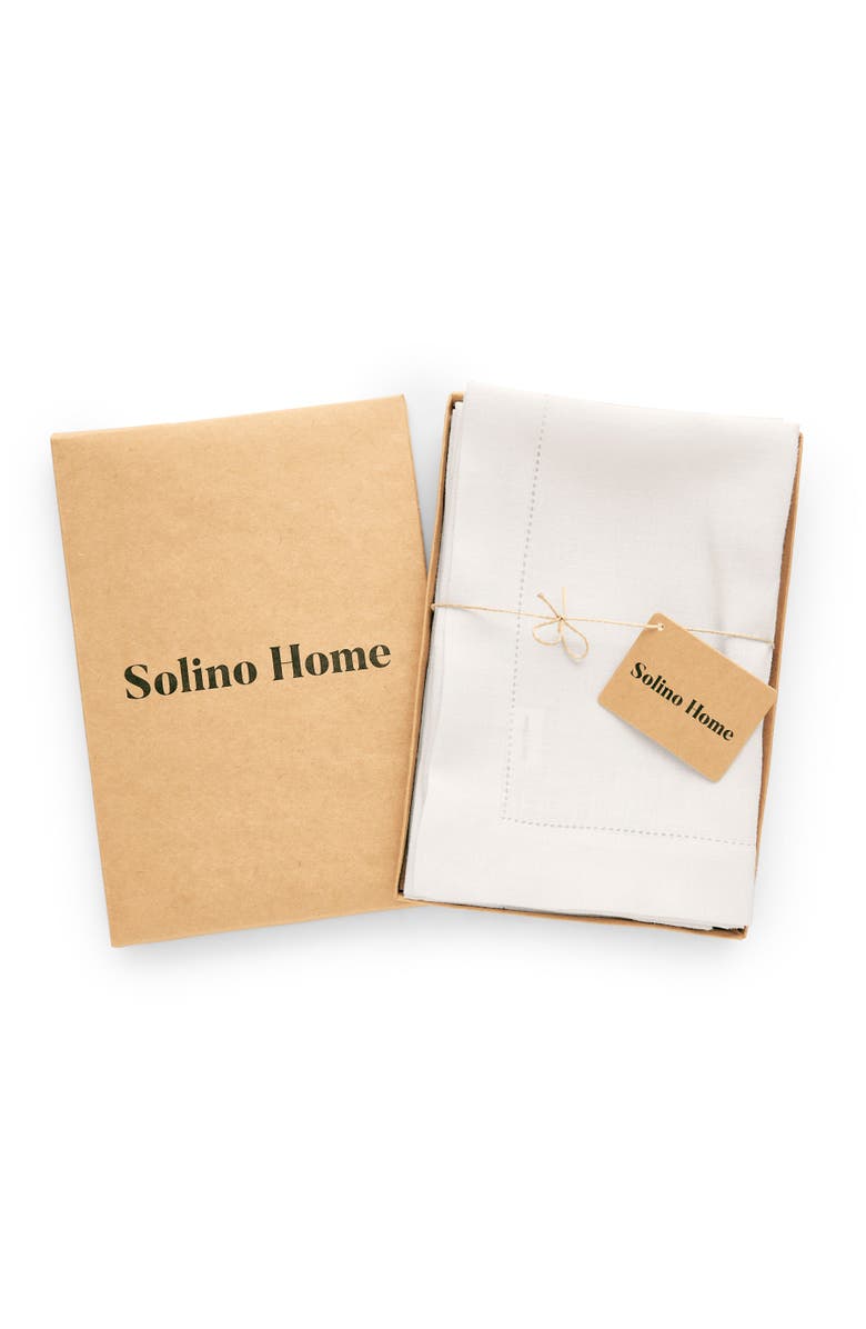 Solino Home Linen Dinner Napkins Set of 6, 20 x 20 Inch for Dining Table, Holiday and Everyday Table Decor - Sonoma Hemstitch, Alternate, color, White