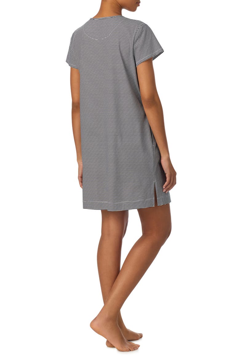 Short Sleeve Cotton Nightgown, Alternate, color, DARK BLUE/ STRIPE