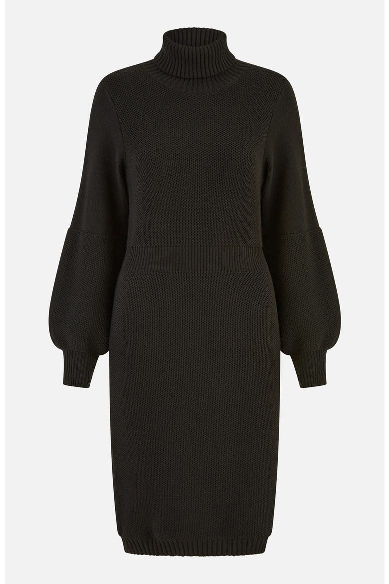 Roll Neck Knitted Dress, Alternate, color, Black