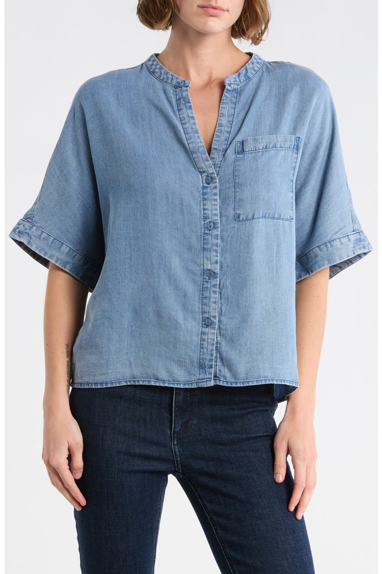 Split Neck Shirt, Main, color, GREY BLUE