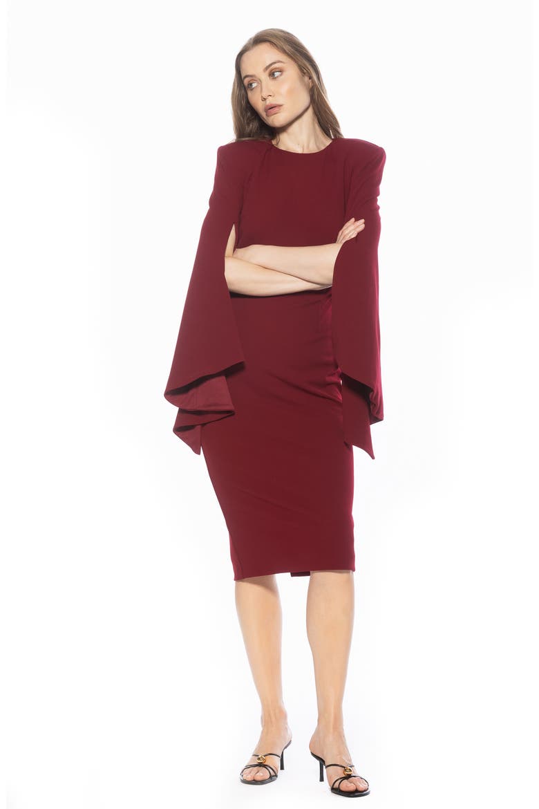 Brooklyn Long Sleeve Sheath Dress, Alternate, color, BURGUNDY