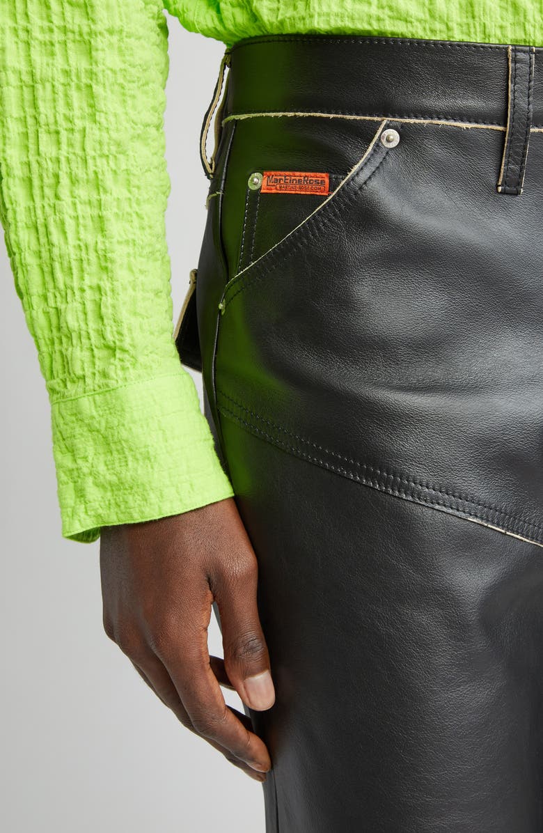 Martine Rose Backstrap Paneled Leather Slim Leg Pants, Alternate, color,