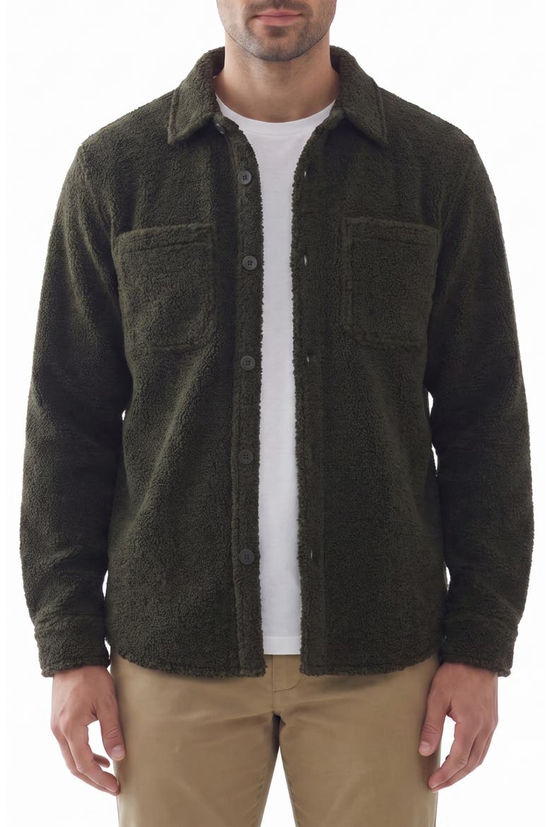 Teddy Fleece Overshirt, Main, color, 30 FADED GREEN
