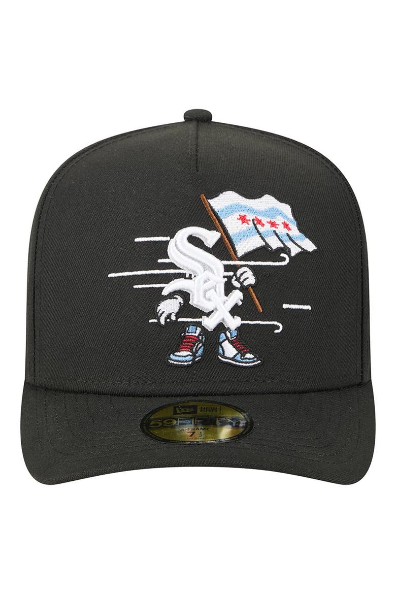 Men's New Era Black Chicago White Sox Cartoon A-Frame 59FIFTY Fitted Hat, Alternate, color, Black