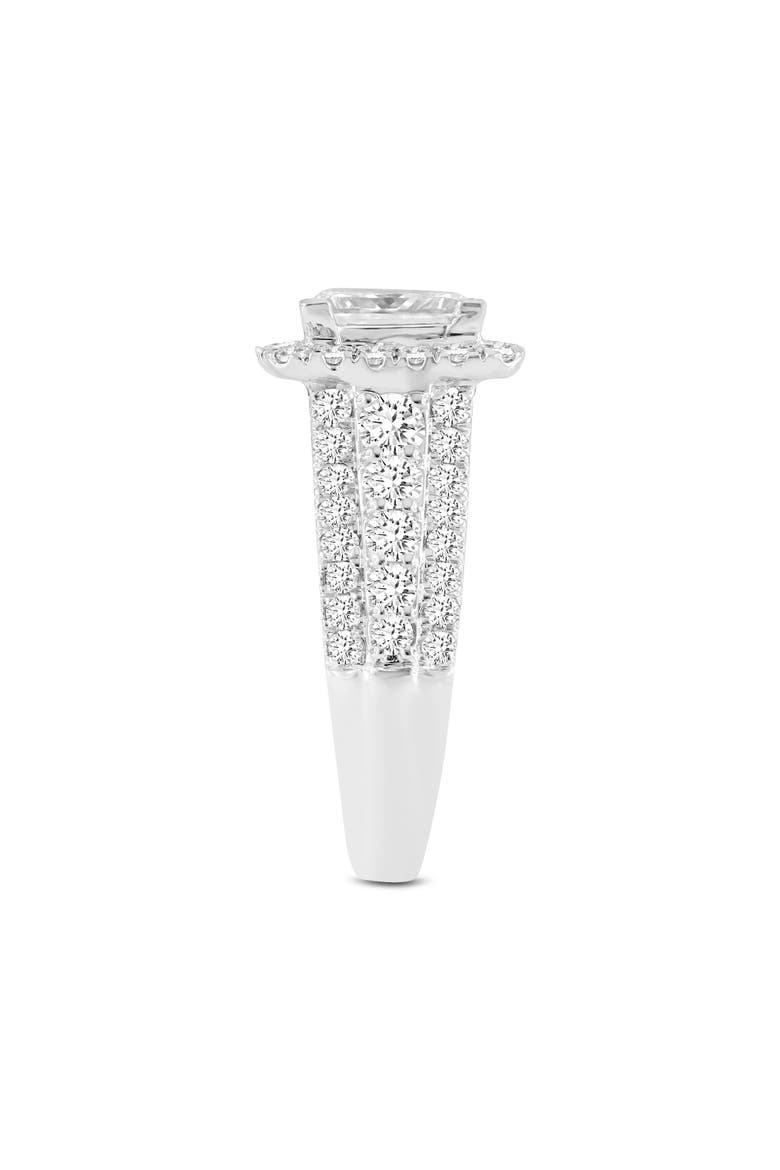 Sofia 14K White Gold Princess Cut Lab Grown Diamond Halo Engagement Ring - 3.35 Ct, Alternate, color, 14K White Gold