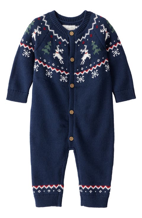 Kids' Reindeer Fair Isle Sweater Jumpsuit