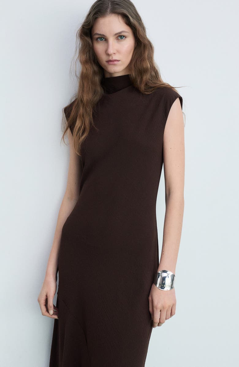 MANGO Cowl Neck Asymmetric Dress, Alternate, color, 