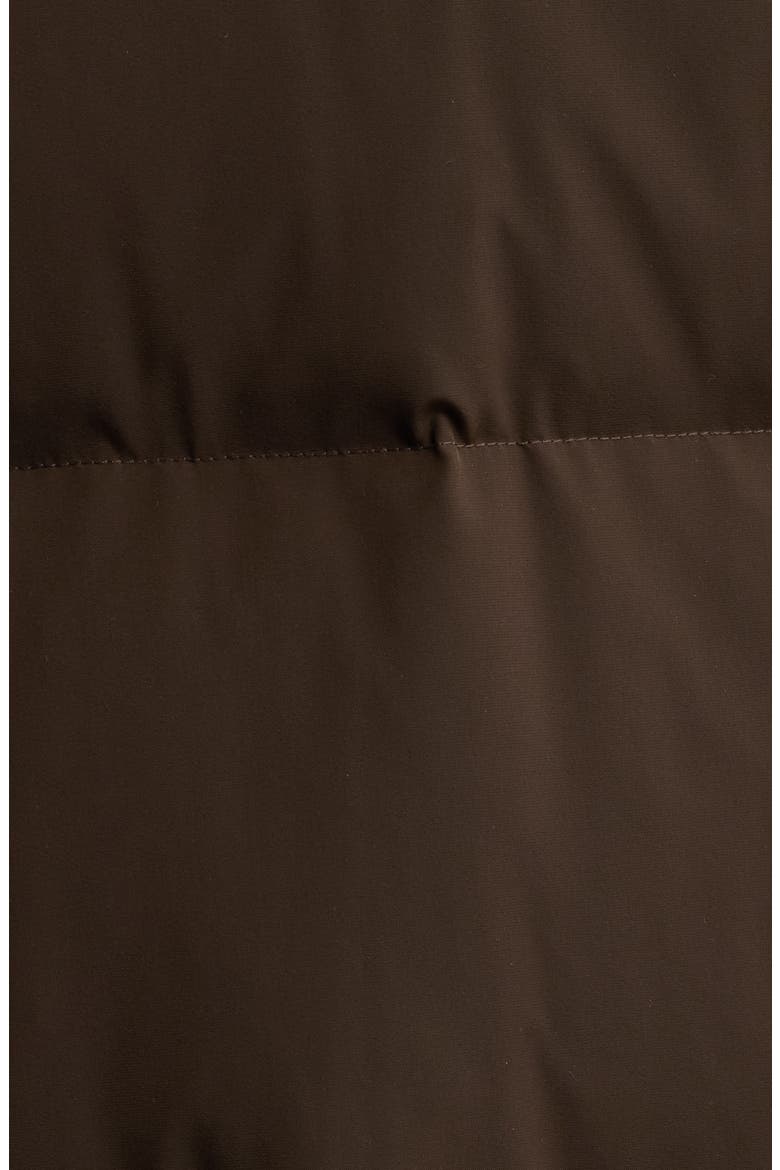Asymmetric Stand Collar Long Puffer Coat, Alternate, color, BURNT WALNUT