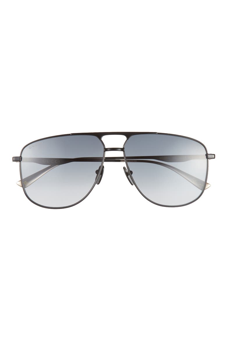 60mm Aviator Sunglasses, Main, color, BLACK BLACK GREY