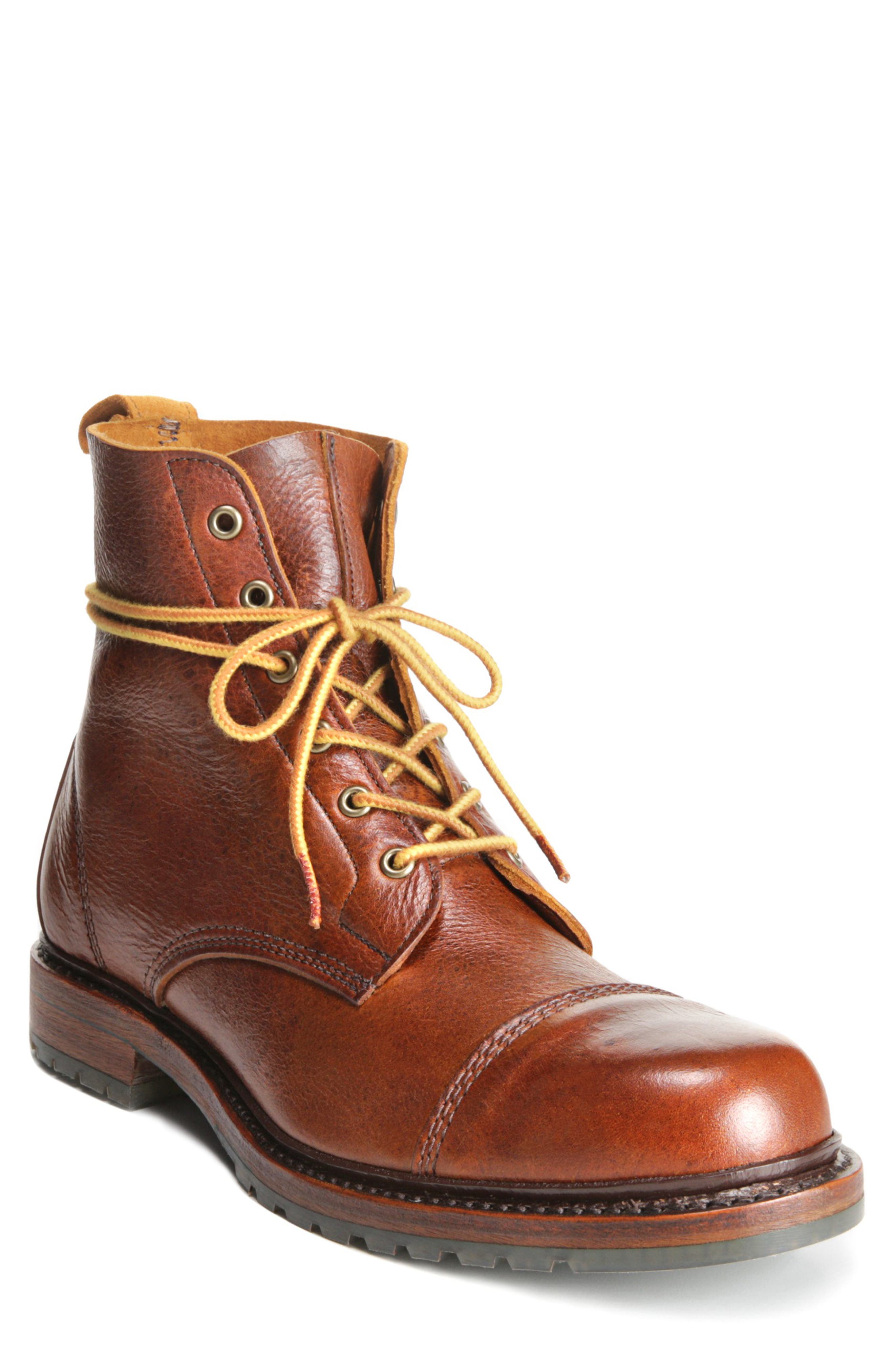 Normandy Cap Toe Boot, Main, color, TAN KUDU