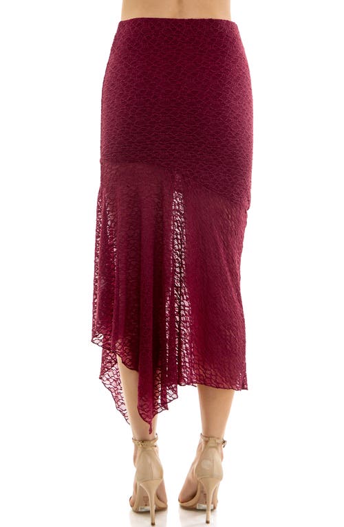 Urban Social Lace Seamed Bias Cut Midi Skirt In Burgundy