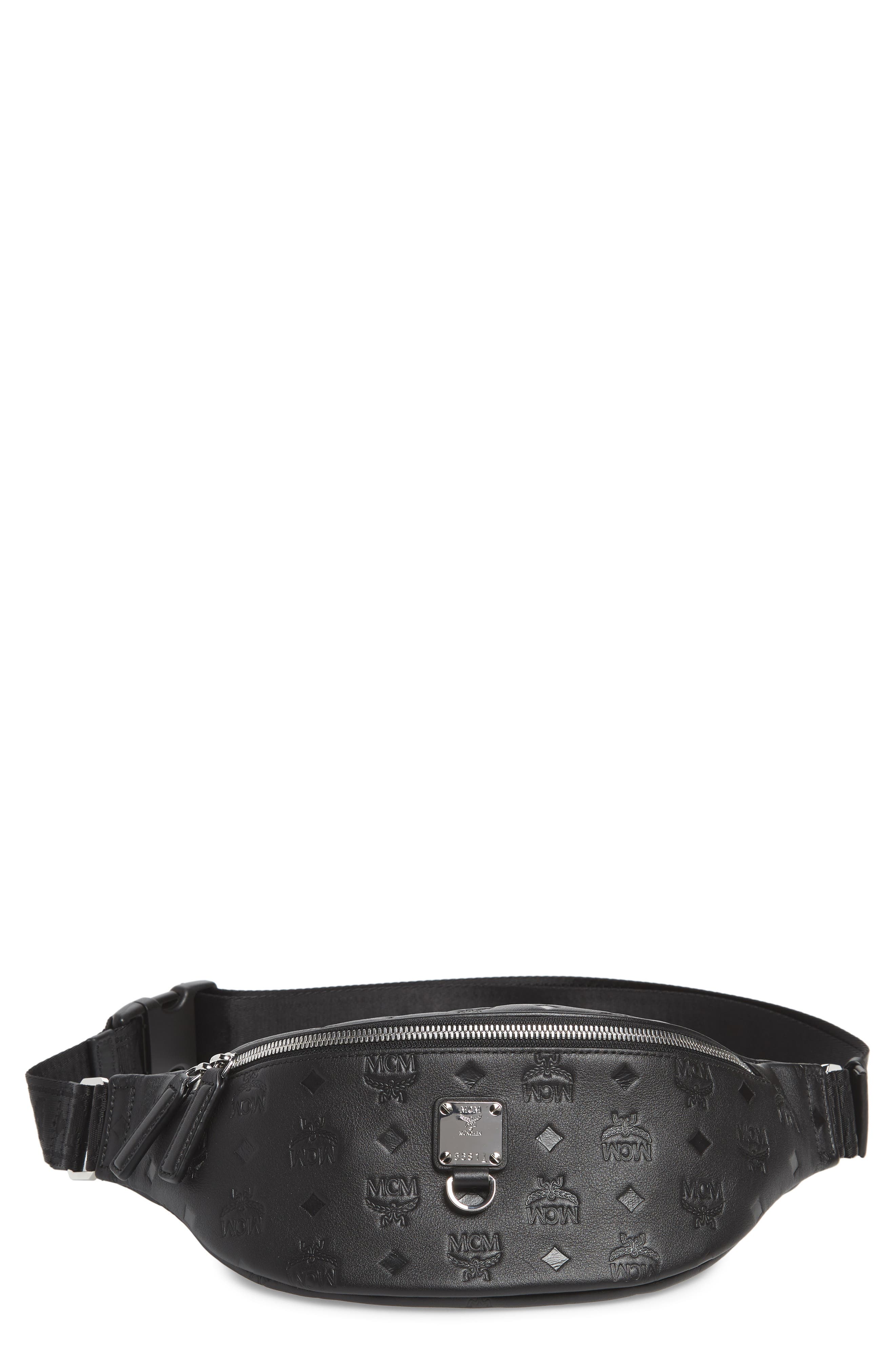 MCM Fursten Visetos Leather Belt Bag, Main, color, 