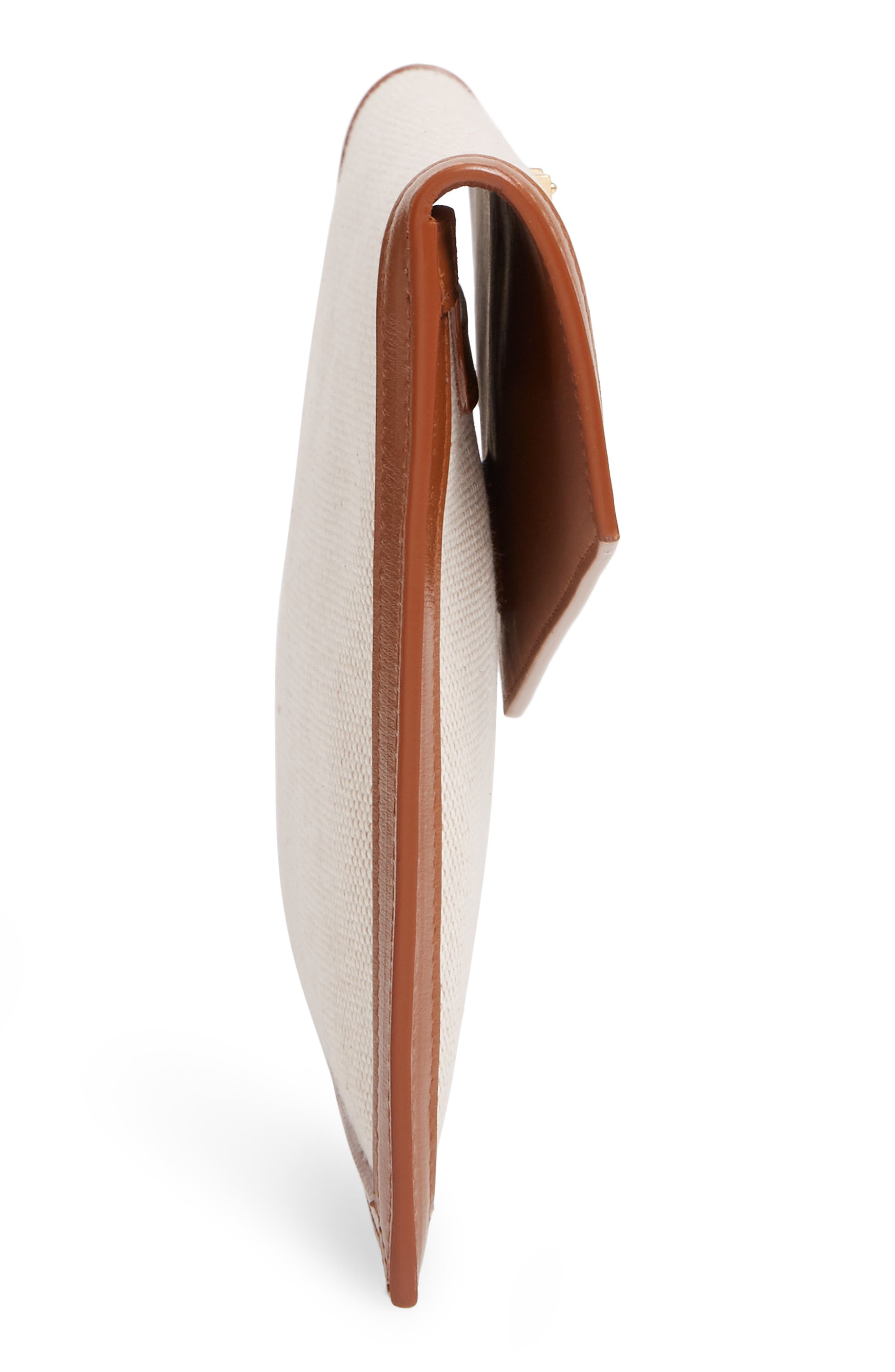 Saint Laurent Uptown Canvas & Leather Clutch, Alternate, color, 