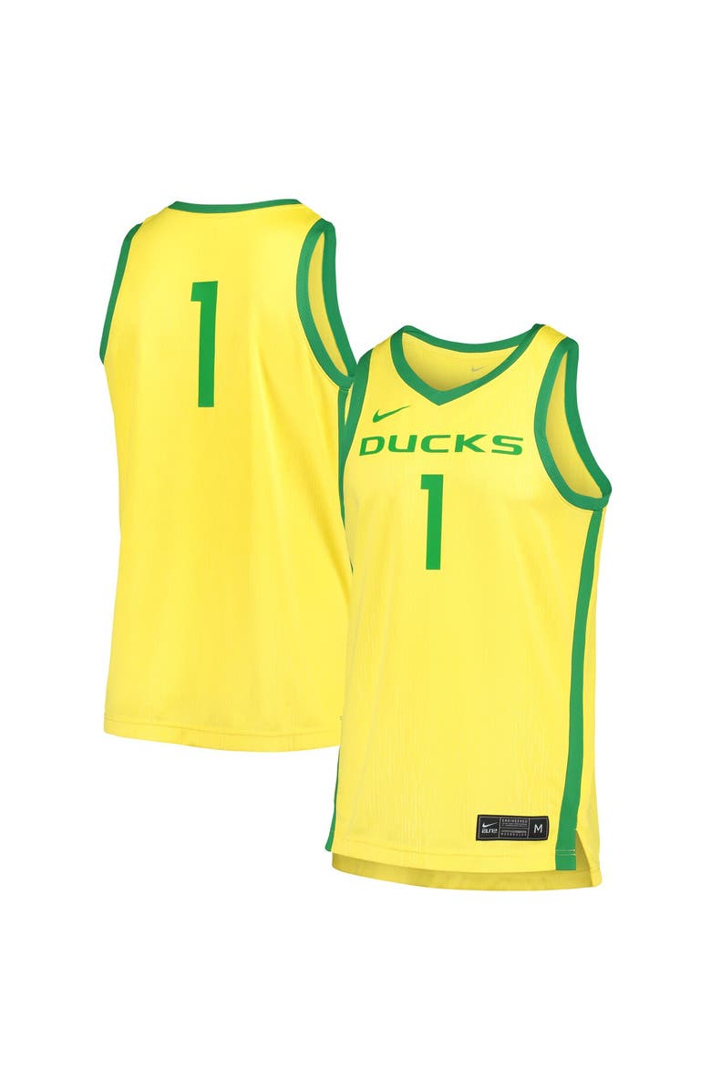 Nike Men's Nike Yellow Oregon Ducks Replica Basketball Jersey, Main, color, 