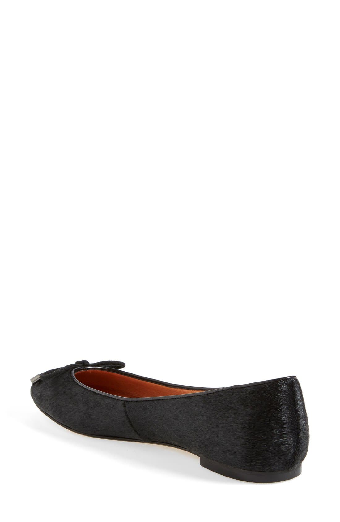 'Gala' Round Toe Flat, Alternate, color, BLACK HAIRCALF