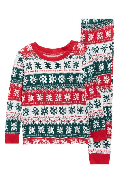 Kids' Matching Family Fair Isle Snowflake Fitted Two-Piece Pajamas (Toddler)