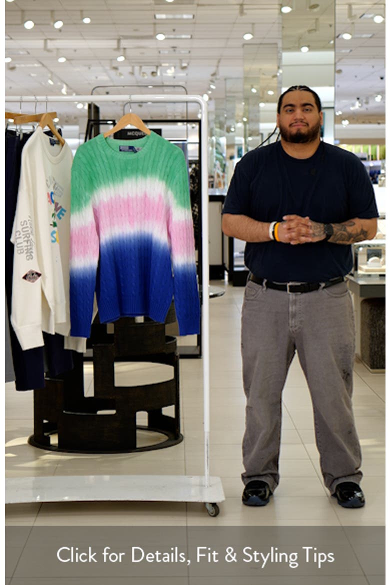 Dip Dye Cable Stitch Cotton Crewneck Sweater video