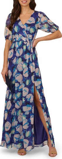 【海外限定】AdriannaPapell ドレス☆Floral Crinkle Chiffon Dr Adrianna Papell Floral Crinkle Chiffon Gown | Nordstrom