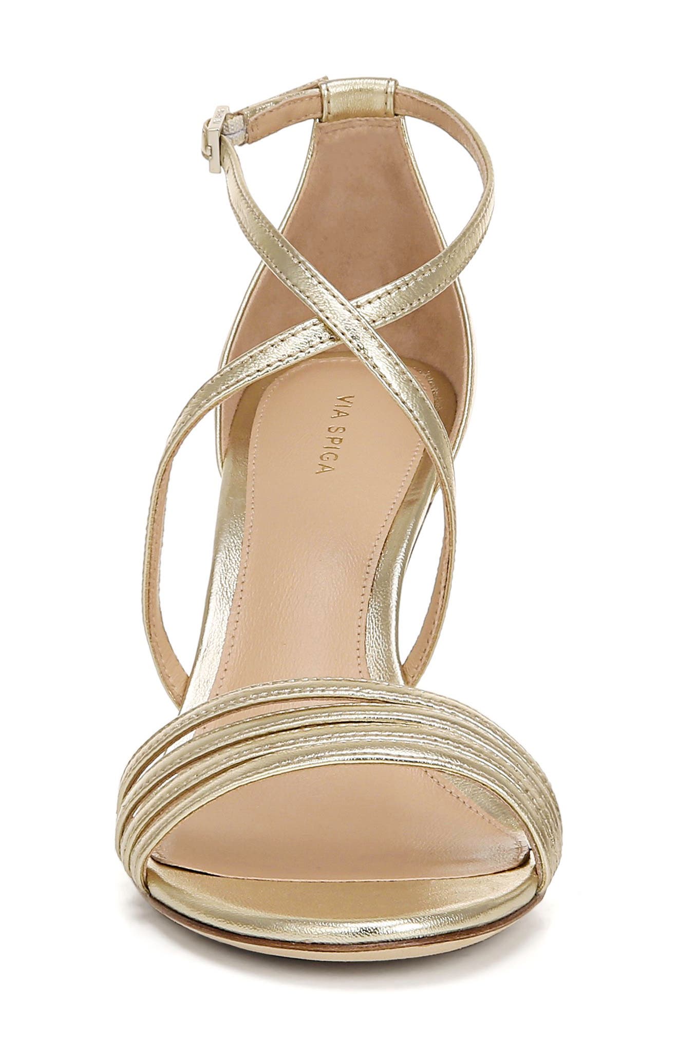 Mila Metallic Sandal, Alternate, color, PLATINO NAPPA LEATHER