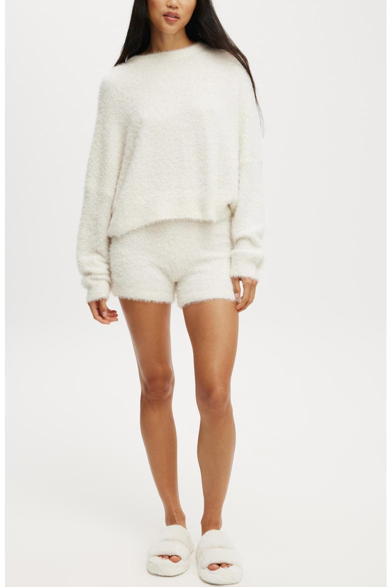 Women's Novelty Knitted Jumper, Alternate, color, Coconut Milk Fluffy