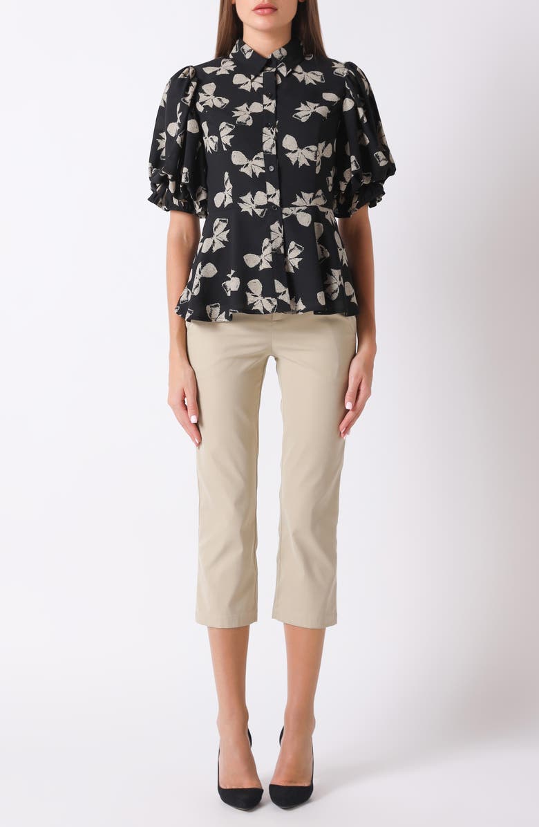 GRACIA Artsy Bow Peplum Top, Alternate, color,