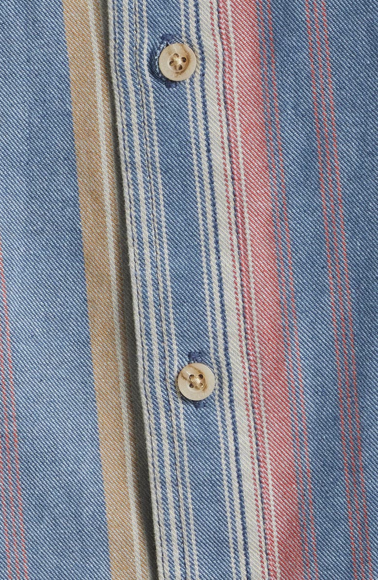 Pendleton Bayside Stripe Short Sleeve Cotton Button-Down Shirt, Alternate, color, Blue Multi Stripe