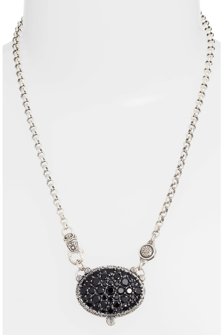 Circe Black Spinel Pavé Necklace, Alternate, color, SILVER