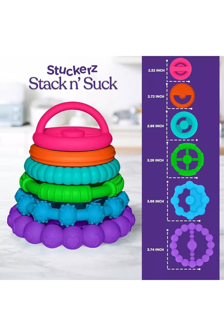 Silicone Stacking Toy Teethers Interactive 6 Piece Set, Alternate, color, Multicolor