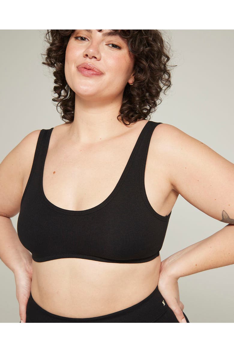 The Organic Cotton Dip Front Bralette, Alternate, color, Black
