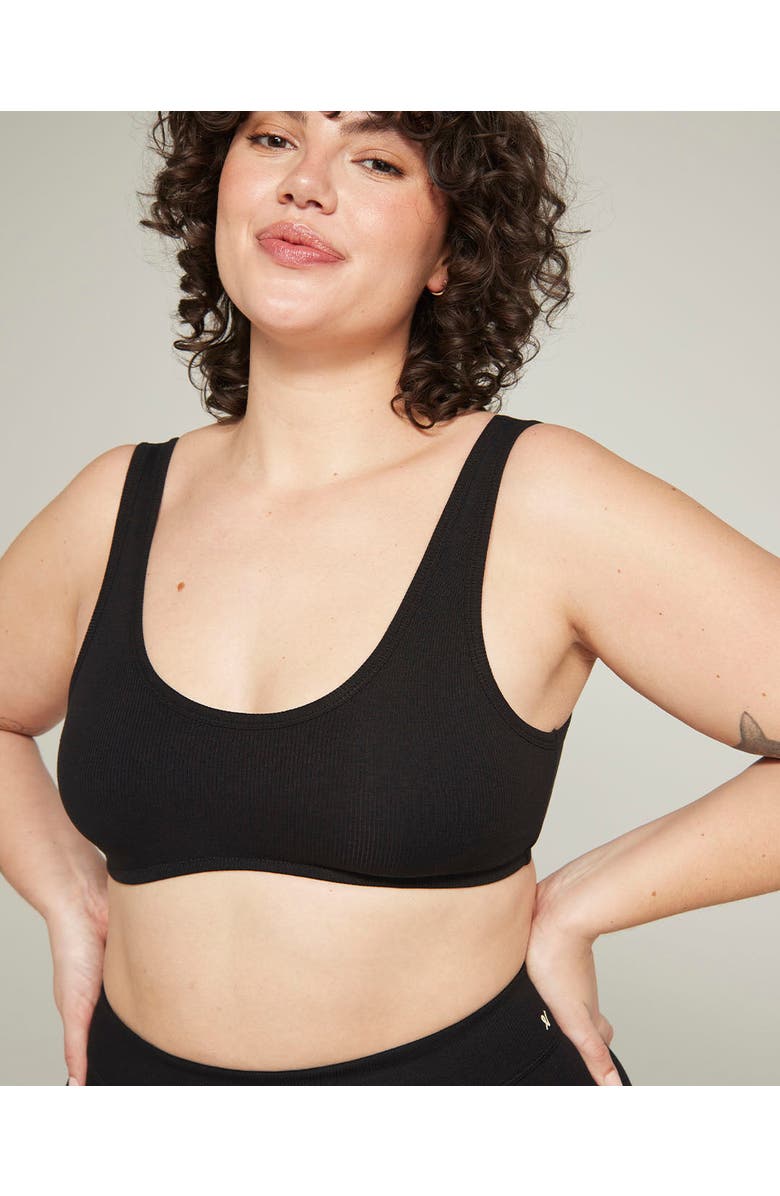 Nudea The Organic Cotton Dip Front Bralette, Alternate, color, Black
