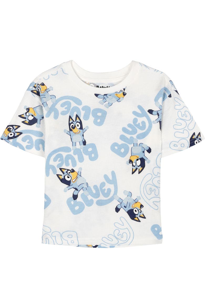T-Shirt and Waffle Shorts Set, Alternate, color, Ivory Bluey