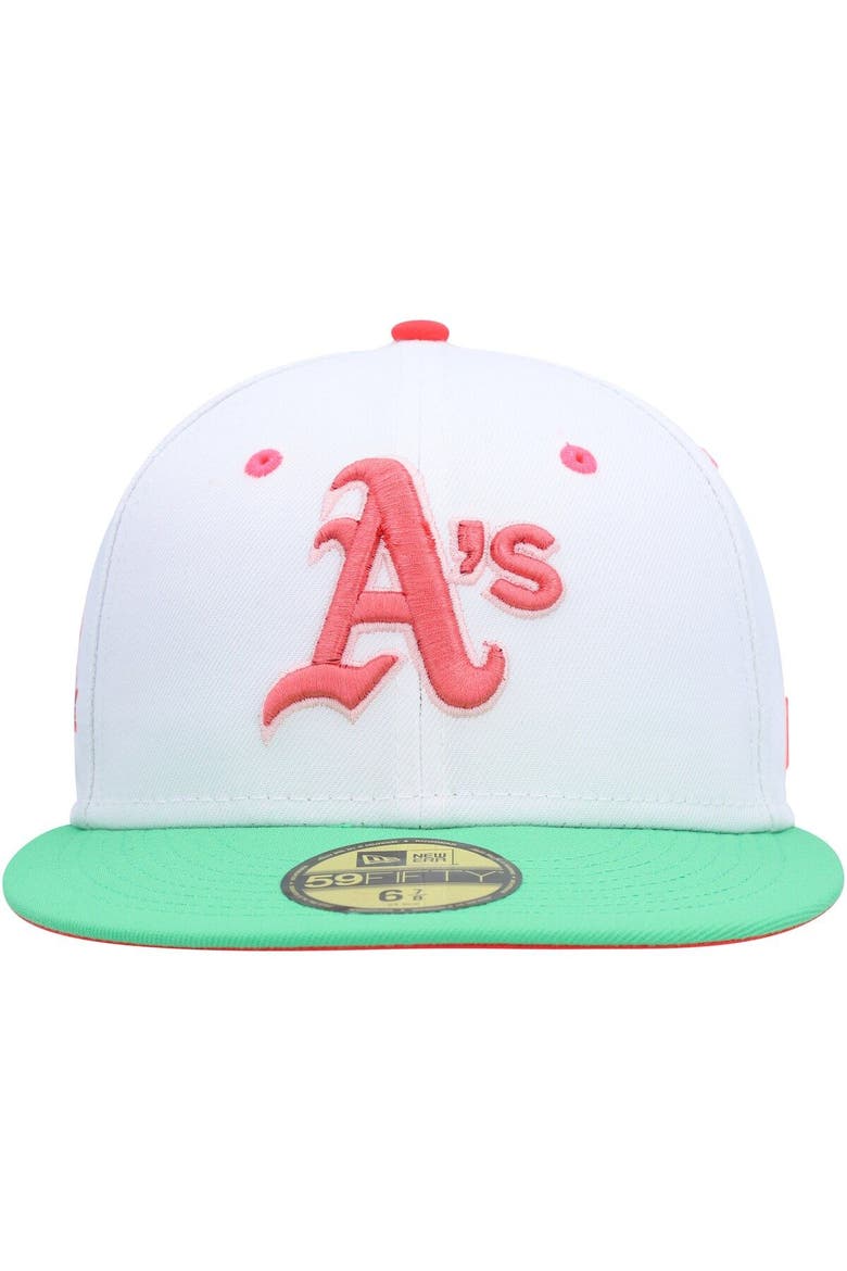 Men's New Era White/Green Oakland Athletics  Watermelon Lolli 59FIFTY Fitted Hat, Alternate, color, White